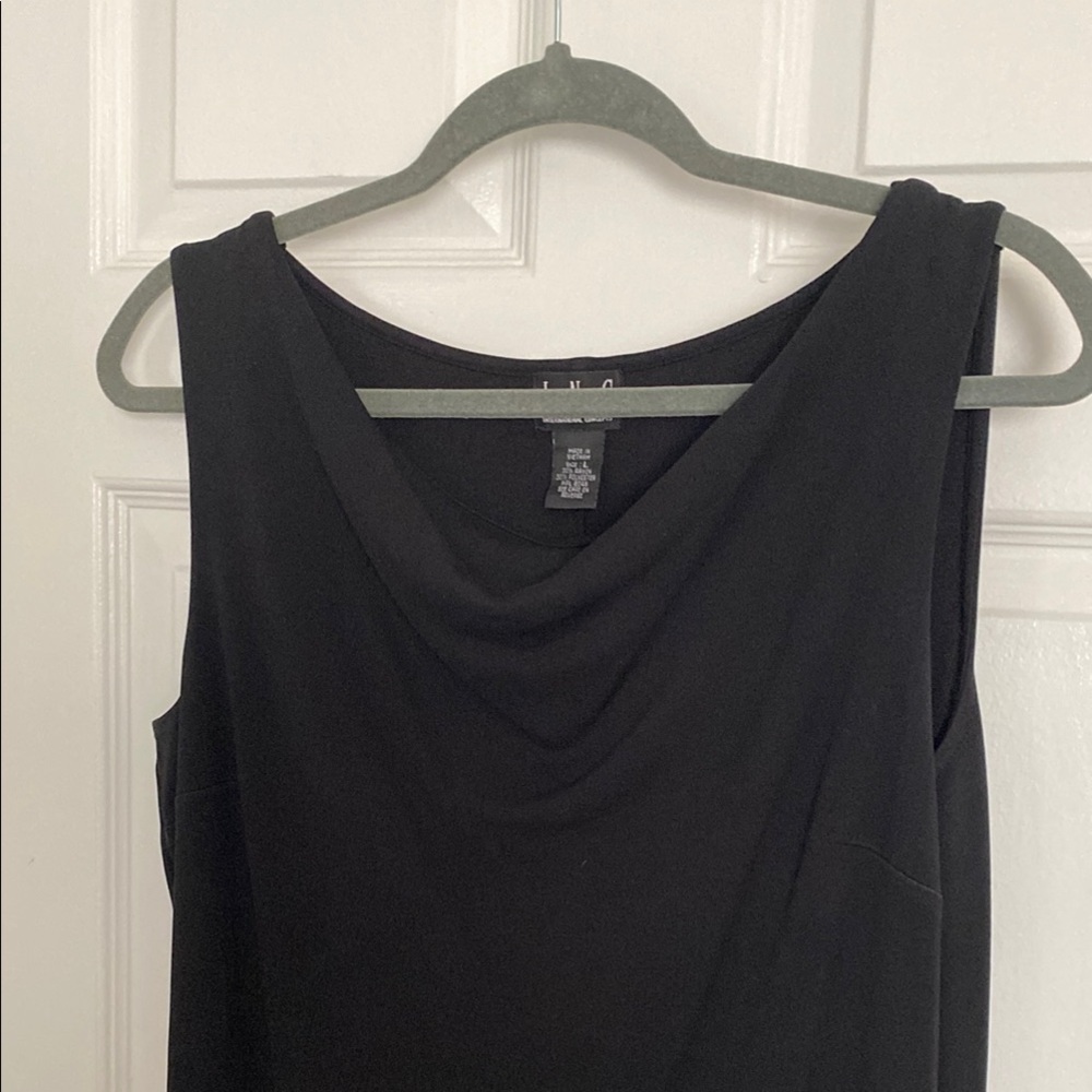 Black Sleeveless Midi Dress with scoop neck